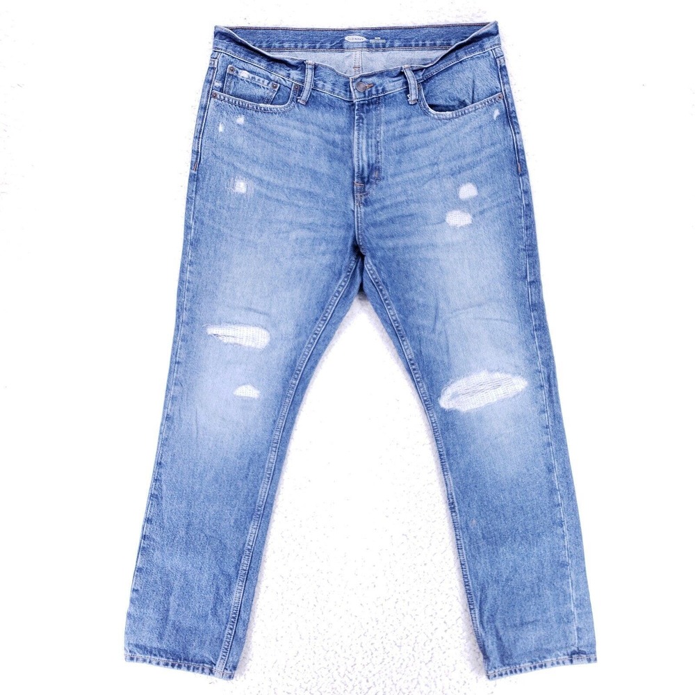 Old Navy Jeans Denim Cotton Men SZ 36x30 Blue Straight Stretch VTG Mid Rise Slim